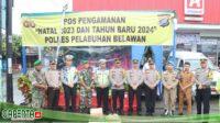 Wakapolres Pelabuhan Belawan Cek Pos Pengamanan dan Pelayanan Terpadu OPS  Lilin Toba 2023 serta Beri Bingkisan pada Anggota