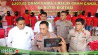 Kapolresta Barelang Tindak Tegas Para Pelaku Pengirim PMI Non Prosedural Pada Saat Konferensi Pers Pengungkapan Tindak Pidana PMI Non Prosedural di Wilayah Kota Batam