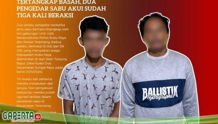 Dua Pengedar Narkotika Jenis Sabu Diamankan Satresnarkoba Polres Kubu Raya dan Polsek Terentang