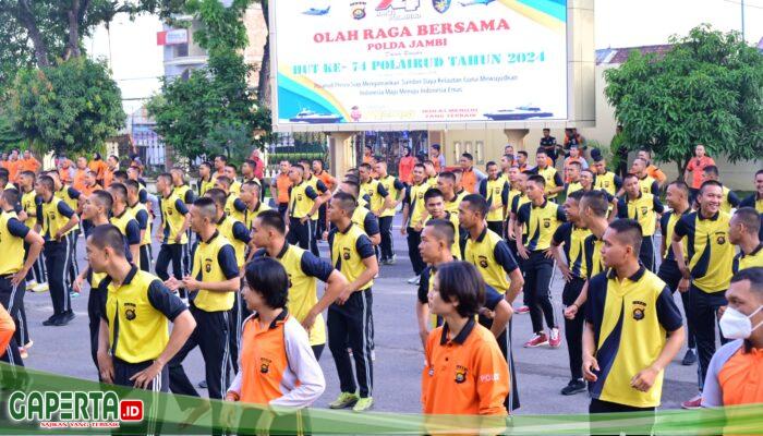 Dalam Rangka HUT Ke-74 Polairud Kapolda Jambi Gelar Olah-raga Bersama