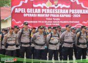 Kapolresta Pontianak Pimpin Apel Pergeseran Pasukan Pengamanan TPS OMP Kapuas 2024.