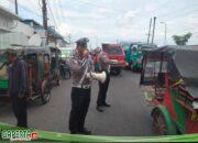 Sat Lantas Polres Pelabuhan Belawan Sosialisasikan Kamseltibcar Lantas di Dermaga Bandar Deli