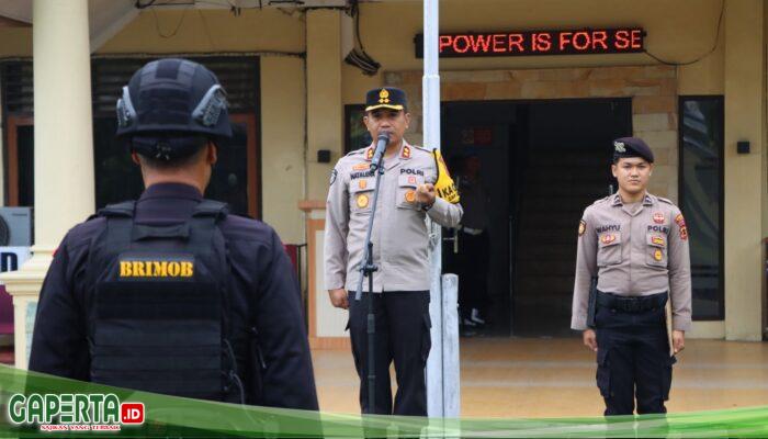 Kapolres Bungo, AKBP Natalena Eko Pimpin Gelar Apel Pelepasan BKO Sat Brimob di Halaman Mapolres Bungo