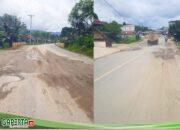 Poros Jalan Provinsi Lintas Malenggang Belum Setahun Sudah Mengalami Kerusakan.