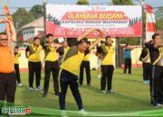 Polres Tanjab Timur Gelar Apel Pagi Dan Senam Bersama Masyarakat Semarak HUT RI ke-80 Tahun