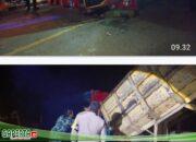 Truk Bermuatan Sembako Terguling di Jembatan Muara Ilai, Dua Orang Luka Ringan