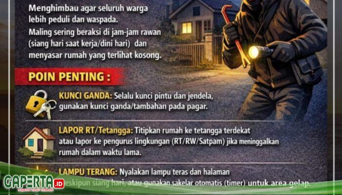 Polres Tanjabbar Berikan Himbauan Kamtibmas Ke Warga Melalui Media, Waspada Pencurian Dan Rumah Kosong Lindungi Harta Benda