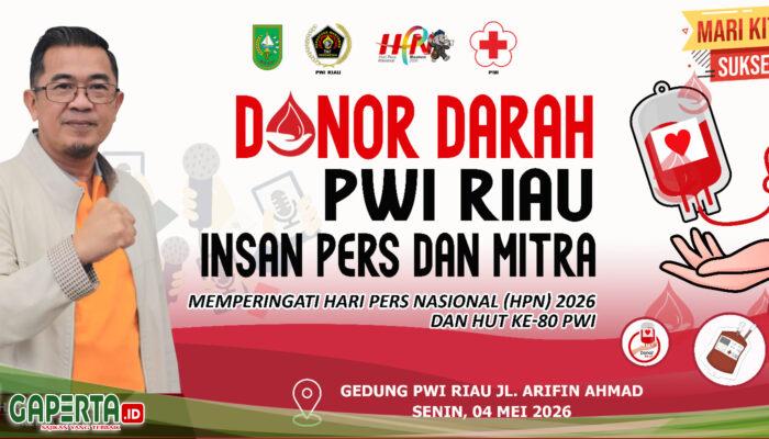 Semarakkan HPN dan HUT ke-80, PWI Riau Gelar Donor Darah Senin Mendatang
