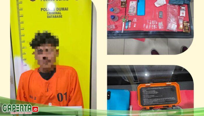 Polres Dumai Lawan Narkoba, Unit Reskrim Polsek Bukit Kapur Polres Dumai Berhasil Ungkap Pelaku Pengedar Narkoba, Seorang Pria Bersama Barang Bukti Sabu Diamankan