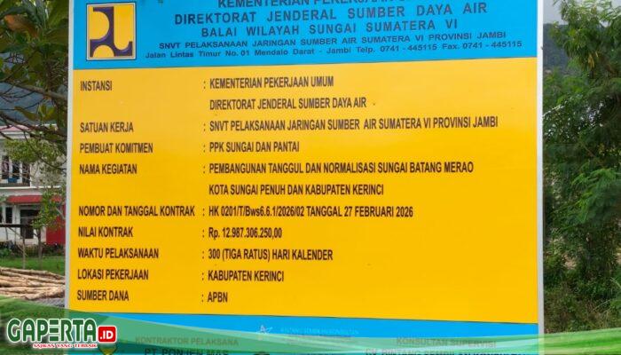 Proyek Tanggul dan Normalisasi Sungai Batang Merao Rp12,9 Miliar Diduga Dikerjakan Asal Jadi
