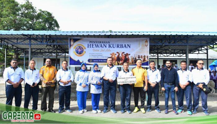Dankodaeral l Belawan Serahkan Hewan Kurban Pada Panitia di Komplek TNI-AL Barakuda