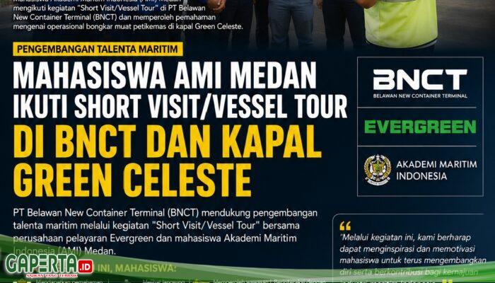 AMI Medan Ikuti Kegiatan “Short Visit/Vessel Tour” Untuk Mengenal Oprasional Bongkar Muat Petikemas Di BNCT