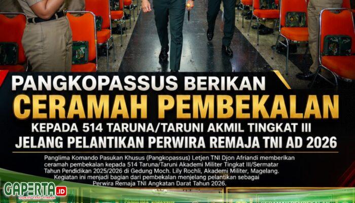 Pangkopassus Bekali Taruna Akmil  Menjelang Prasetya Perwira 2026