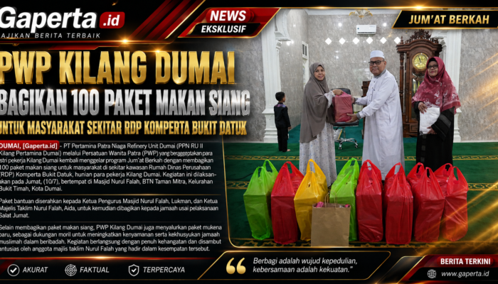 Persatuan Wanita Patra Kilang Dumai Berbagi 100 Paket Makan Siang Jumat Berkah