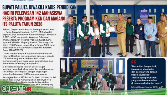 Bupati Paluta Diwakili Kadis pendidikan Paluta Hadiri Pelepasan 142  Mahasiswa/i  ITS Program KKN .