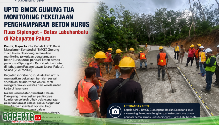 UPTD BMCK Gunungtua, Pembangunan Kawasan  Jalan Sipiongot Sedang Berjalan Ditargetkan Selesai Tepat Waktu,Tepat Sasaran Dengan Standar Mutu yang Tinggi.