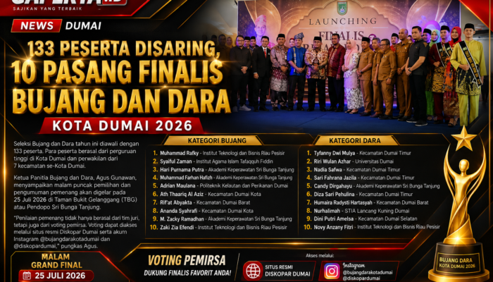 Finalis Bujang dan Dara 2026 Kota Dumai Resmi Diperkenalkan