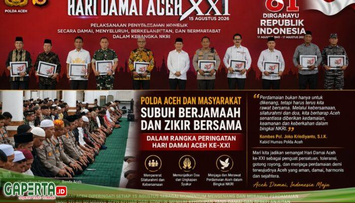 Peringati 21 Tahun Damai Aceh, Polda Aceh dan Masyarakat Subuh Berjamaah serta Zikir di Baiturrahman
