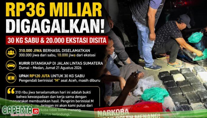 Polres Labuhanbatu Gagalkan Pengiriman 30 Kg Sabu dan 20 Ribu Pil Ekstasi, Seorang Kurir Diamankan