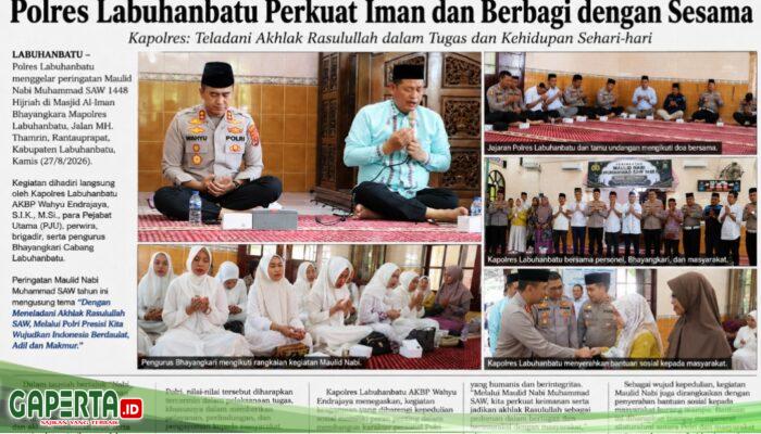 Teladani Akhlak Rasulullah, Polres Labuhanbatu Peringati Maulid Nabi dan Salurkan Bantuan Sosial