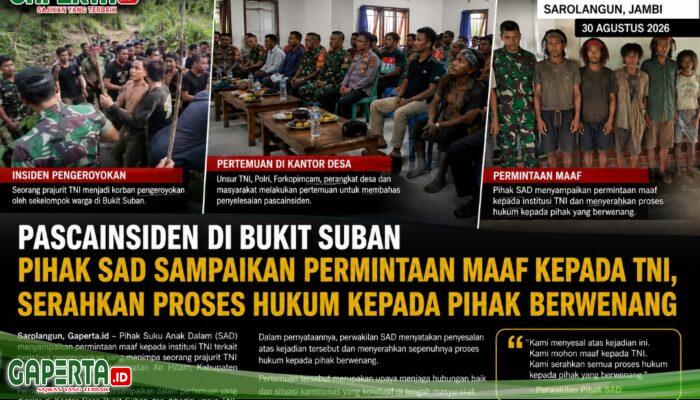 Pihak SAD Sampaikan Permintaan Maaf kepada TNI Pascainsiden di Bukit Suban, Proses Hukum Diserahkan kepada Pihak Berwenang