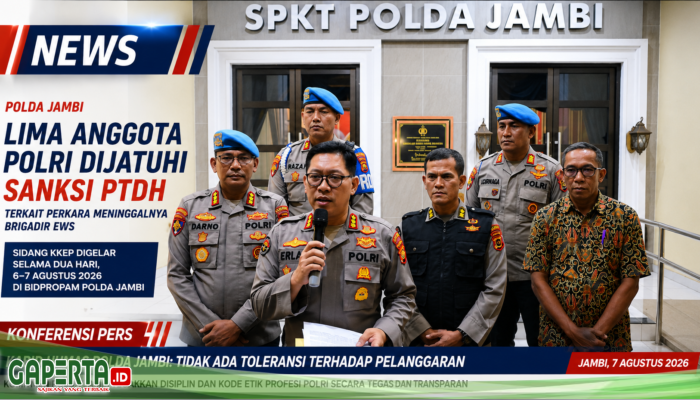 Lima Anggota Polri di Jambi Dijatuhi Sanksi PTDH Terkait Perkara Meninggalnya Brigadir EWS