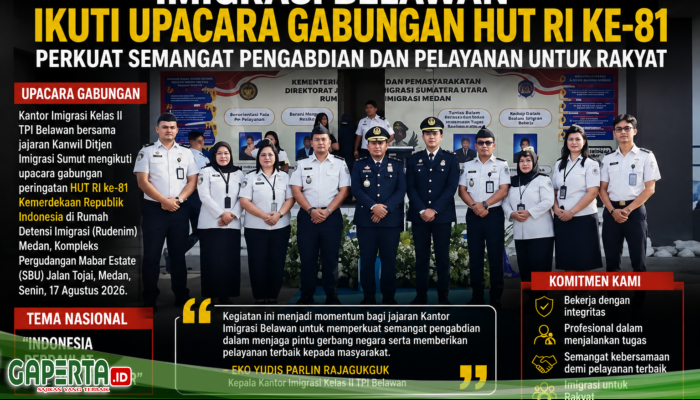“Imigrasi Belawan Ikuti Upacara Gabungan HUT RI ke-81, Momentum Perkuat Pengabdian”