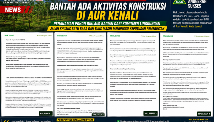 HAK JAWAB PT SAS: Bantah Ada Aktivitas Konstruksi di Aur Kenali, Penanaman Pohon Diklaim Bagian dari Komitmen Lingkungan