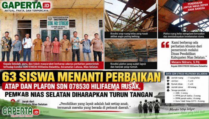 63 Siswa Tetap Belajar di Tengah Kerusakan Sekolah, SDN 078530 Hilifaema Menanti Perbaikan