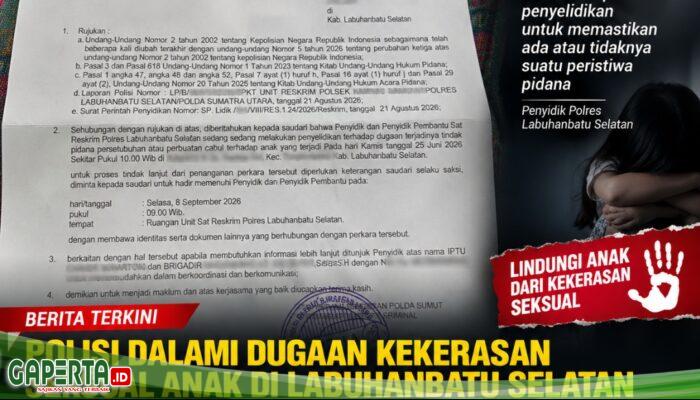Kasus Dugaan Kekerasan Seksual terhadap Anak di Labusel Masih Diselidiki, KPAD Pastikan Pendampingan Korban