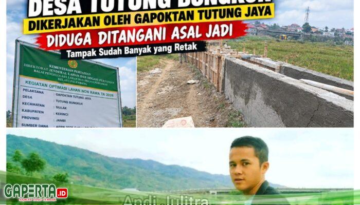 Proyek OPLAH Rp135,93 Juta di Tutung Bungkuk Disorot, Papan Kegiatan Terpampang, Kondisi Irigasi Mulai Retak