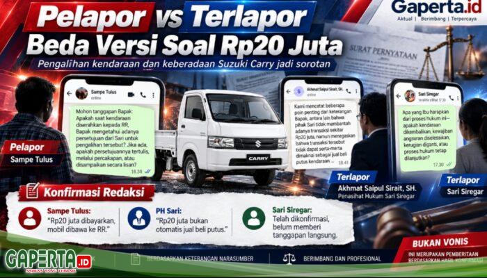 Rp20 Juta Diakui, Maknanya Diperdebatkan: Sampe Tulus dan PH Sari Buka Versi soal Carry BM 8133 GD