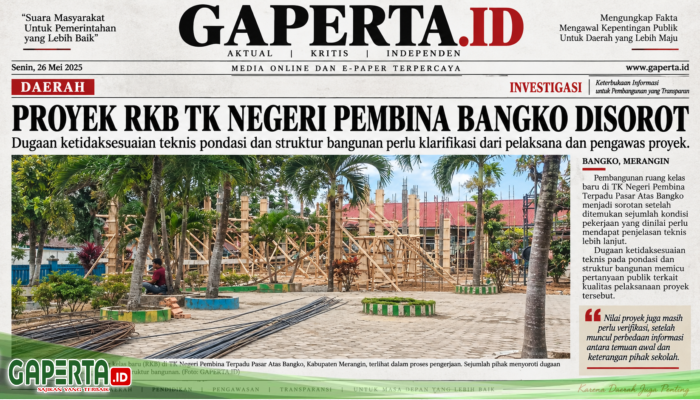 Proyek Revitalisasi TK Negeri Pembina Bangko Jadi Sorotan, Dugaan Ketidaksesuaian Teknis Perlu Diklarifikasi
