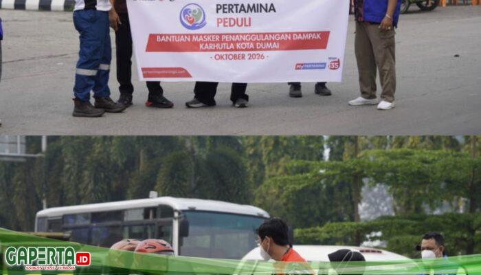 Respon Kabut Asap, PPN RU II Dumai Bagikan Masker Gratis